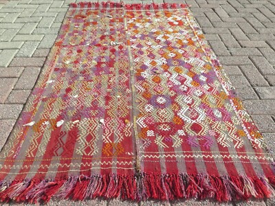 Anatolien kleiner Kelim, kleiner Wollteppich, Schlafzimmerteppiche, Boho-Tepp...