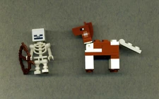 LEGO -- Figure -- White Skeleton with Bow -- and Pfred -- from Minecraft 21227 -