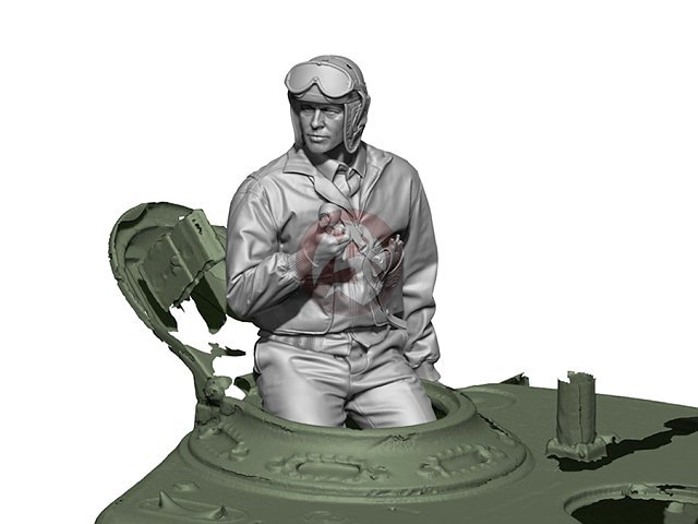 Legend 1/72 US Tank Commander WWII Sitting on Hatch (3 Head & 2