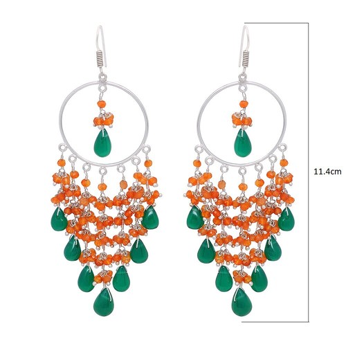 Gehna Jaipur Onyx & Carnelian Gemstone Bead Earrings For Women ES-1830 - Picture 2 of 4