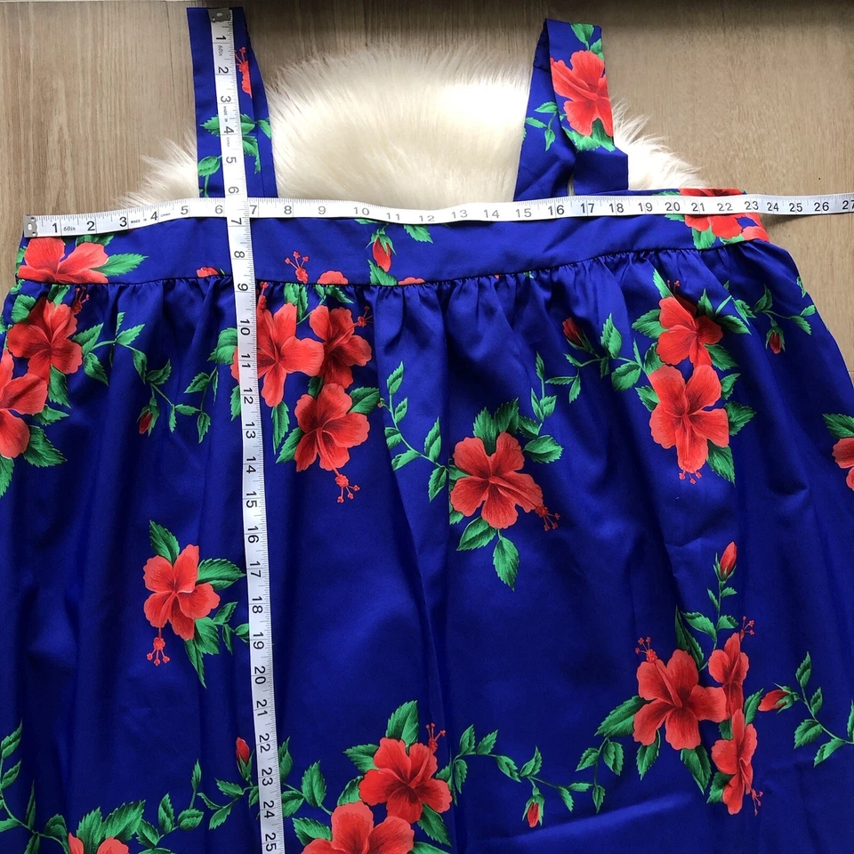 Винтажное синее платье с цветочным узором Hilo Hatties 1970-е отличное! - Изображение 4 из 4