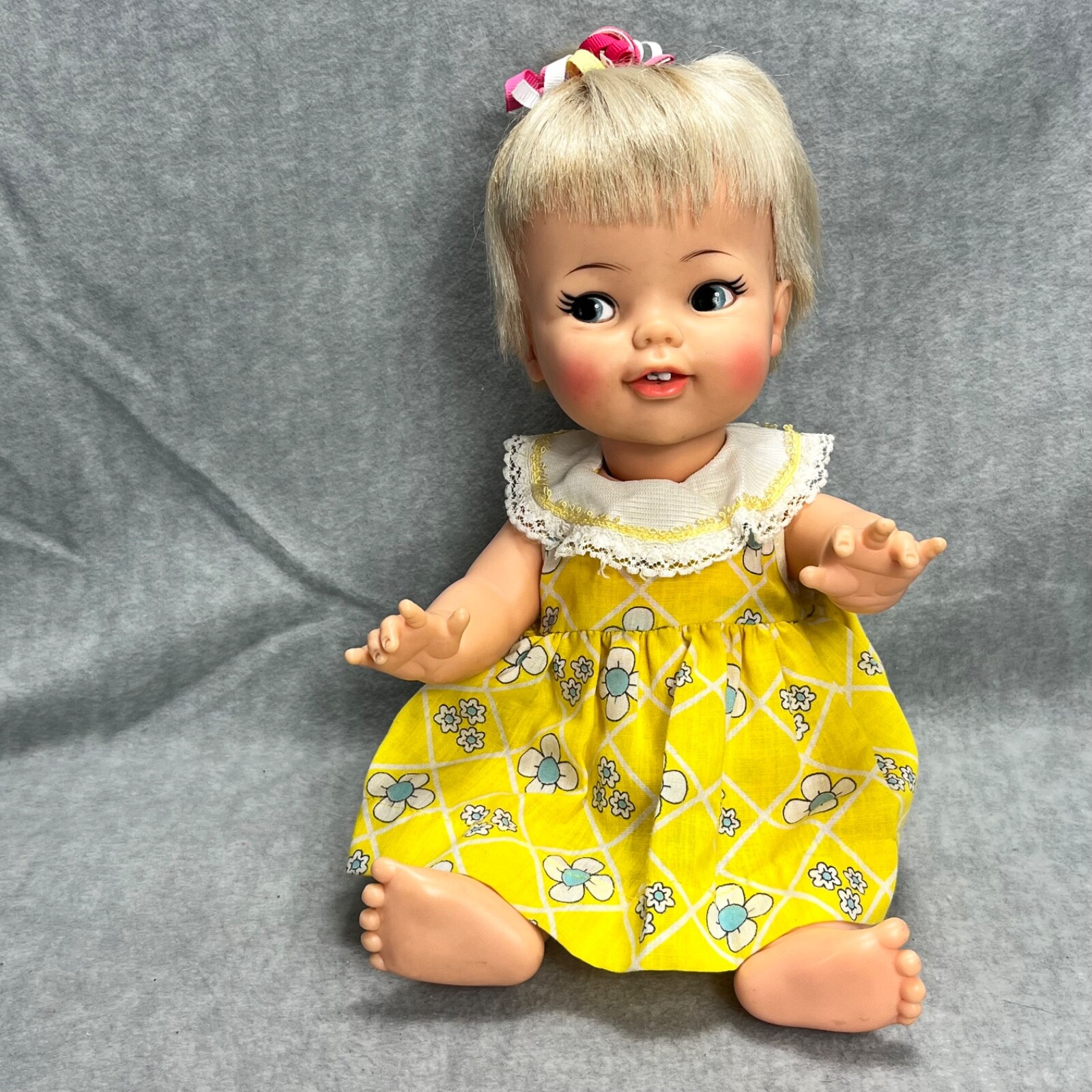 IDEAL Baby Lucy Bobble Head Vtg Doll Rooted Hair Painted Eyes Posable