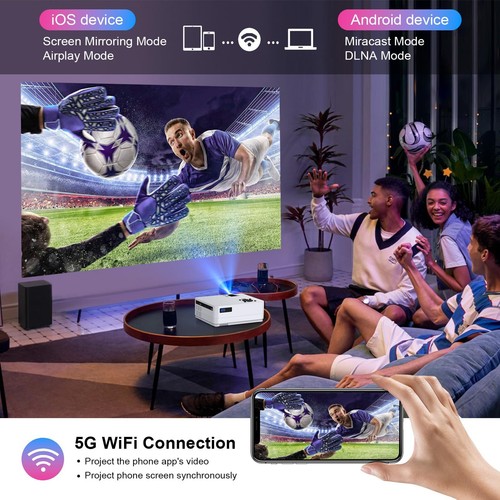 Native 1080P 5G WiFi Bluetooth Projector, CEBORY 15000LM Full HD, 300" Display - Picture 5 of 7