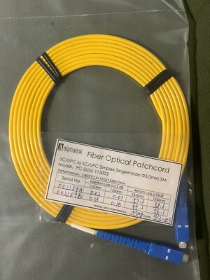 SC/U to SC/U  Simplex Single Mode Fiber Optic Ø3mm Jumper Cables  3M long