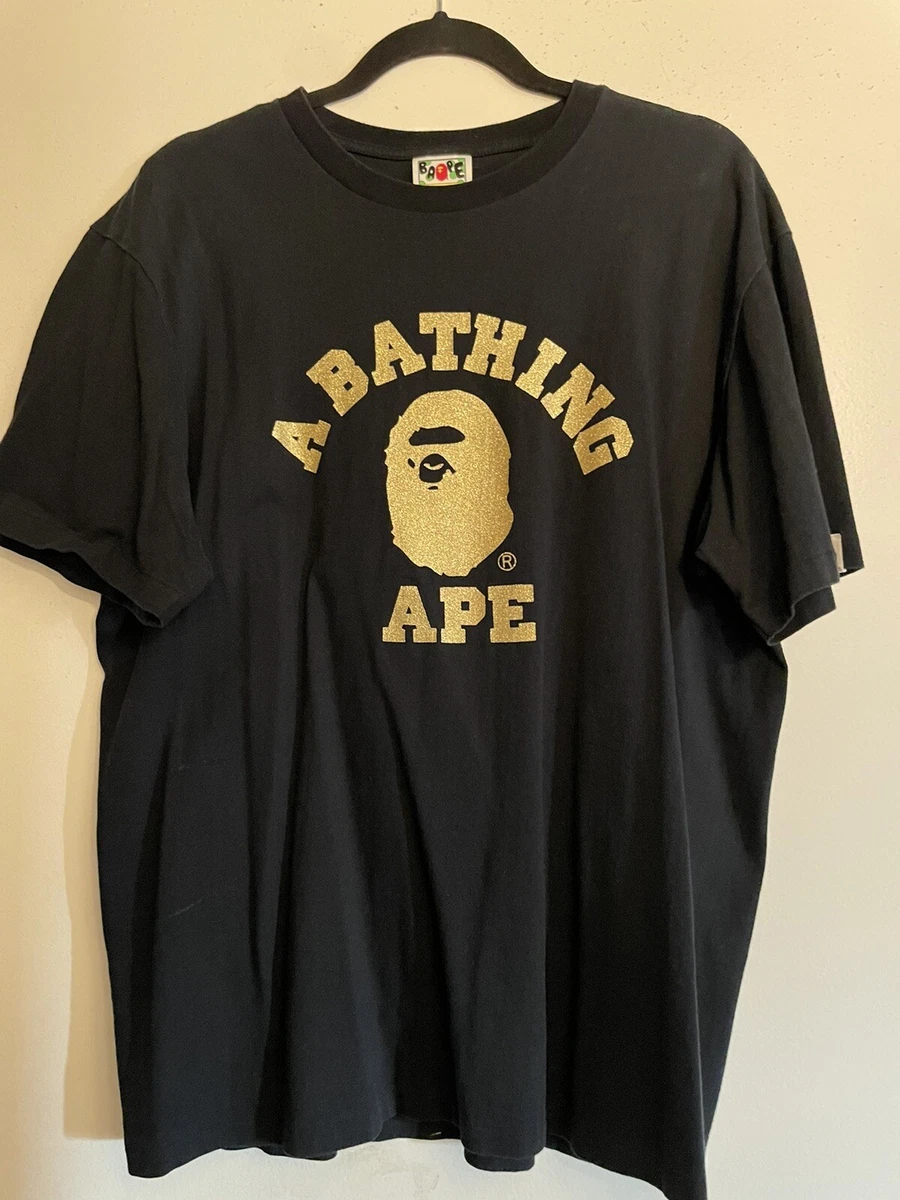 Bape T Shirt XL Black & Gold A Bathing Ape Ape Head Logo | eBay