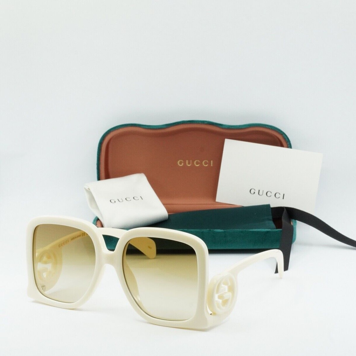 GUCCI GG1326S 002 Ivory/Brown Gradient 58-19-140 Sunglasses New