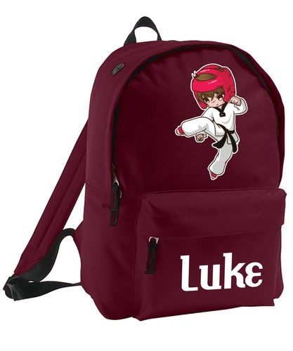 Kids Bag Custom Taekwondo Sport Backpack Martial Art Cartoon Bespoke Any Name - Picture 7 of 11