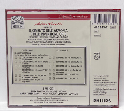 FELIX AYO, I MUSICI - VIVALDI 12 concerti op.8 - PHILIPS 2xCDs