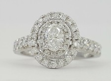 Oval Cut Diamond Double Halo Engagement Ring 1 ct 14k White Gold