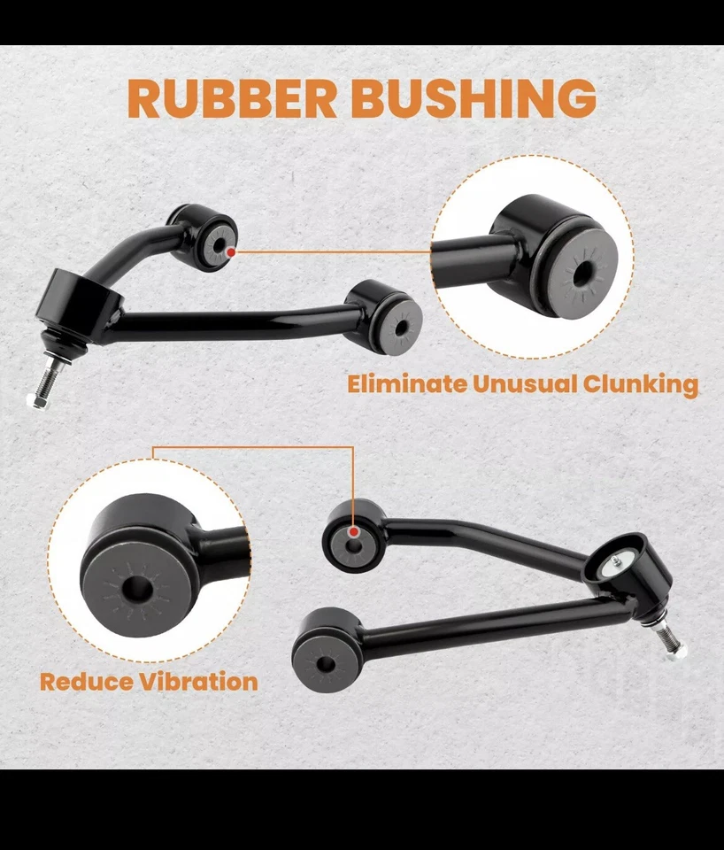 Brazos de control superiores delanteros 2-4” elevación plateados para Chevrolet GMC K1500 1988-1998 4x4 Foto 3 de 4