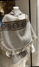 Lightweight Sheep Wool Poncho, Unisex, Warm And Thick, Handmade In Ecuador