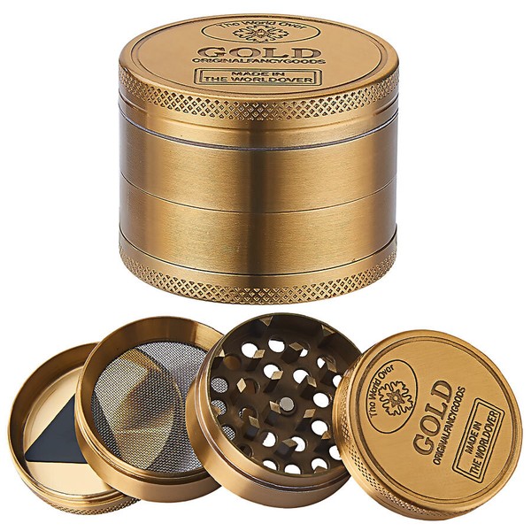 50Mm Grinder Metall Deko-Goldbarren Crusher GewüRzmüHle KräUtermüHle Feinsieb-image