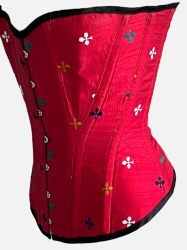 Delicious Corset Red Boned Overbust Club Cross Print 25” - Picture 12 of 12