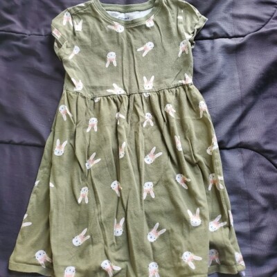 girl olive green dress Long Sleeve Embroidered Dress main image 1