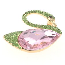 Gold Tone Metal Swan Rhinestone Brooch P1179-PNG