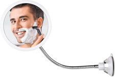 Flexible round Fogless Shower Mirror for Shaving with Height Adjustable Goosenec