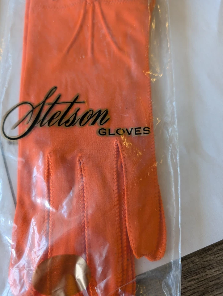 Guantes de vestir vintage Stetson años 60 70 naranja Foto 3 de 4