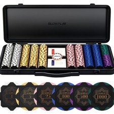 Poker Chip Set 500 Stück numeriert blank inklusive Case für Texas Hold'em
