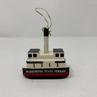 VTG 1980s Doug Hickman Hand Painted Washington State Ferries Ornament Ferry Boat