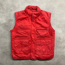 Eddie Bauer Gilet Mens Medium Vintage Goose Down Cargo Pockets Vest, Red