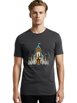 Fairy-Tale-Castle Mens Graphic Tee, 100% Cotton, Casual Summer Wear