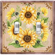 Metal Light Switch Outlet Cover Decorative Wall Plate Vintage Sunflowers FWR409
