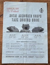 Royal Armoured Corps Tank Museum Guide 1960’s Bovington Camp Dorset
