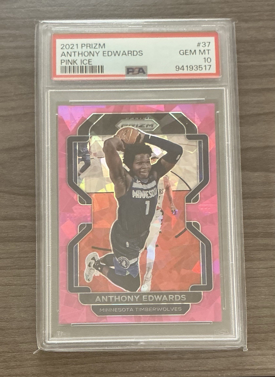2021-22 Panini Prizm #37 Anthony Edwards Pink Ice Timberwolves - PSA 10 Gem Mint