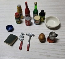 14 Piece Vintage Miniature Dollhouse Foods Drinks Tools TB64