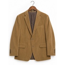 Lauren Ralph Lauren Corduroy Sport Coat Blazer Mens 50R Tan Elbow Patch Preppy
