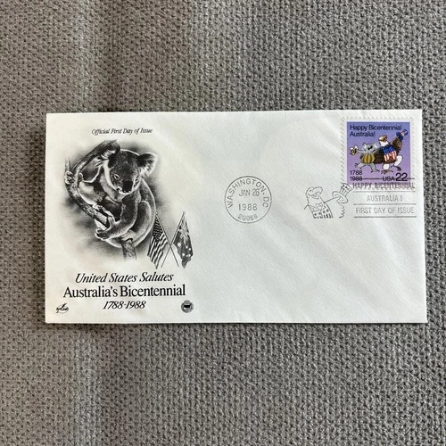 US FDC First Day Cover 1988 US Salutes Australia's Bicentennial Koala Bear