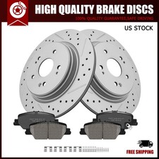 [Rear] Drilled Brake Rotors & Ceramic Pads for 2017 2018 2019-2025 Honda CR-V