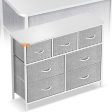 White Dresser for Bedroom with 7 Drawers Storage Drawers Organizer Unit Curved