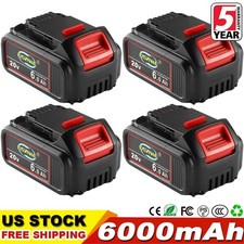 4Pack Battery For DeWalt 20V 20 Volt Max 6.0AH DCB208 Lithium-Ion DCB205 DCB204