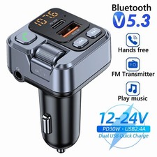 Car Bluetooth FM Transmitter with 20W PD Fast Charge, USB Drive Reading - 12V