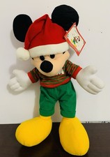 Vintage 19" Disney Mickey Mouse Plush Holiday with Santa Cap New w/ Tags