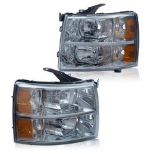 for Chevy Silverado 1500 2007 2013 2500 3500 HD Headlight Assembly 2 Pack Smoky