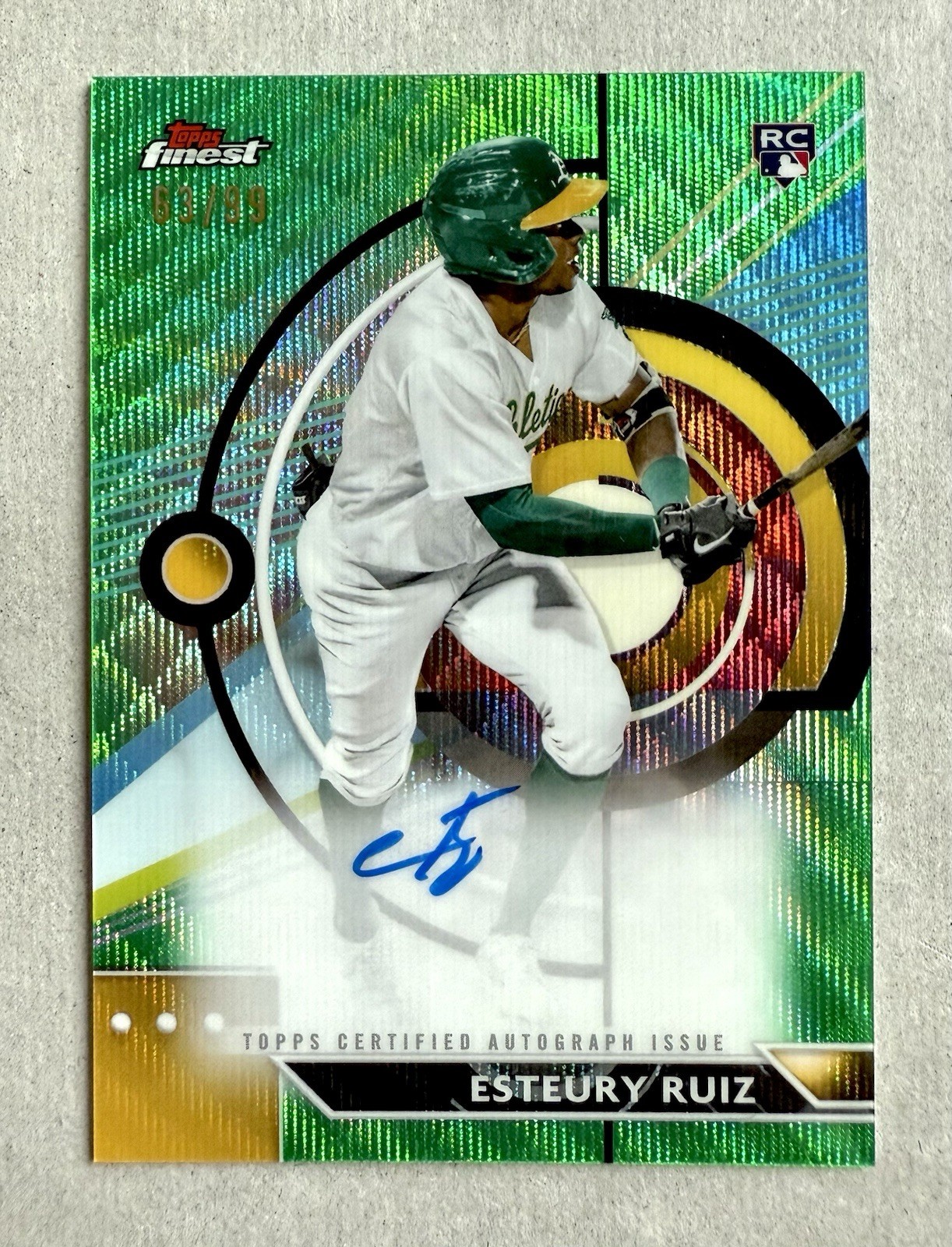2023 Topps Finest Baseball Green Wave Refractor Finest Auto Esteury Ruiz RC /99