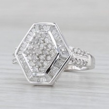 0.80ctw Diamond Cluster Halo Ring 10k White Gold Size 7