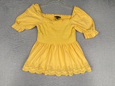 Polo Ralph Lauren Dress Juniors Extra Large Yellow Cotton Lace Puff Sleeve Mini