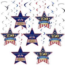 Crtiin 250th Anniversary USA Hanging Swirls Decorations 18 Pcs Red White Blue 25