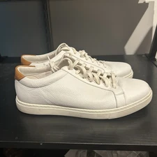 Allen Edmonds Men’s Size 9.5 3E Extra Wide Courtside White Leather Sneakers 