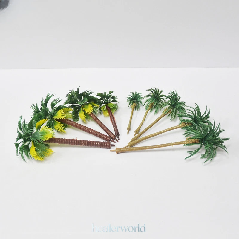 1SET HO/OO Scale Palm Trees Miniatures Sandy Beach Tropical Plants Scenery Model - Image 3 of 4