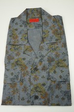 Isaia Blue Yellow Floral Pocketed Short Sleeve Cotton Shirt 15.5/39 NEW