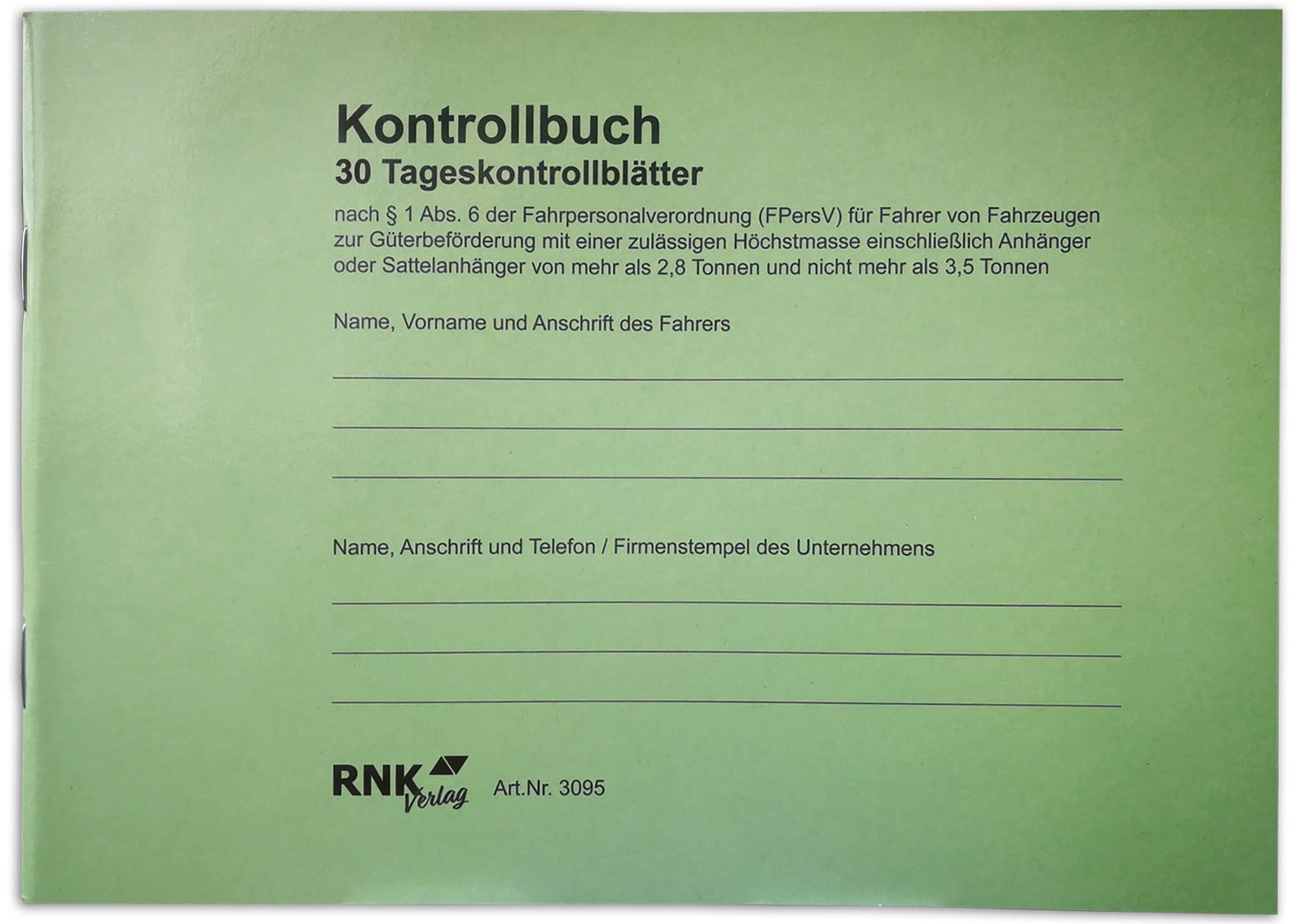 RNK 3095 Control Book with 30 Daily Control Sheets, 32 Sheets, Numbered, DIN A5