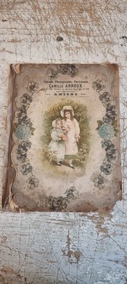 A rare French antique advertising trade calendar back depicting Children of 1900