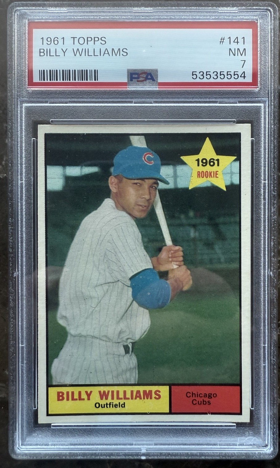 1961 Topps Billy Williams #141 HOF RC Chicago Cubs Rookie Card PSA 7 NM
