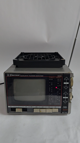 Vintage 1986 Emerson VR61KS Black White TV AM FM Radio Under Cabinet Portable - Video 1 of 1