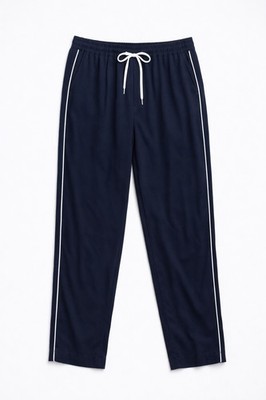 Wildfang Essential Piped Drawstring Pants Navy Blue Large