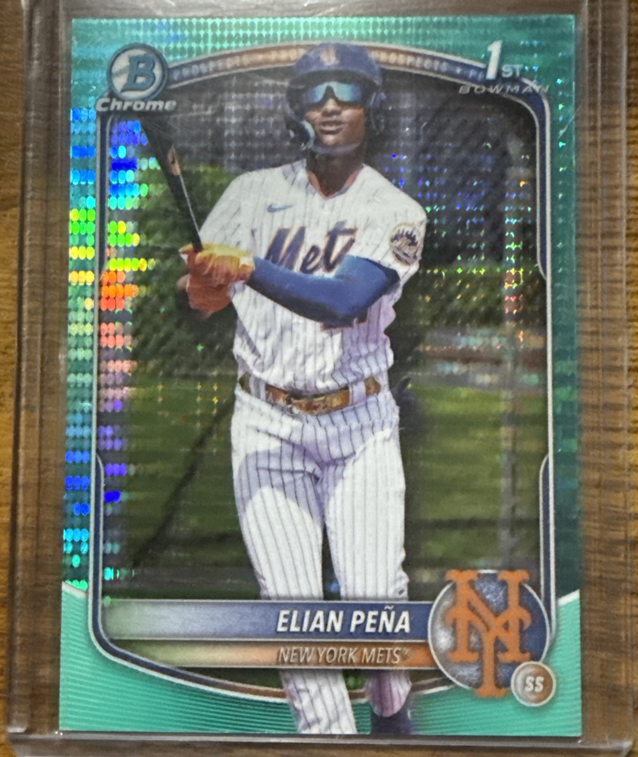 2025 Bowman Chrome Elian Pena 1st Bowman True Aqua Refractor /125 NY Mets